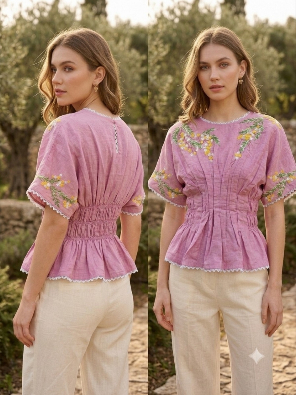 NWT UNTAPPED London Luxury Organic Cotton Silk Artisanal Peplum Top - S